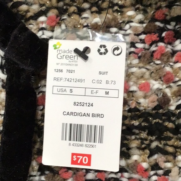 🆕 MNG Tweed Velvet Trim Blazer Open Front Two Pockets 3/4 Sleeves P2P 18” - Picture 12 of 12